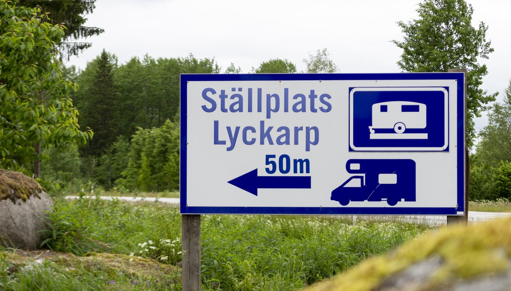 Skylt på Ställplats Lyckarp