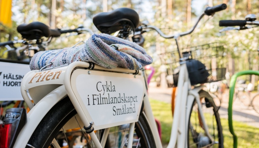 Cykel med trasmatta på pakethållaren