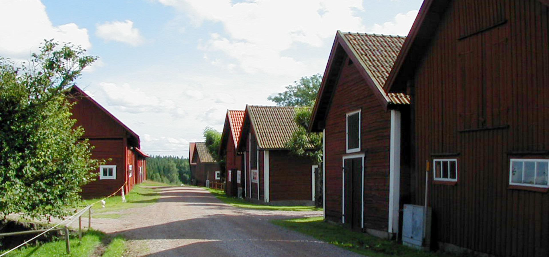 Grusväg mellan husen i Fågelhult