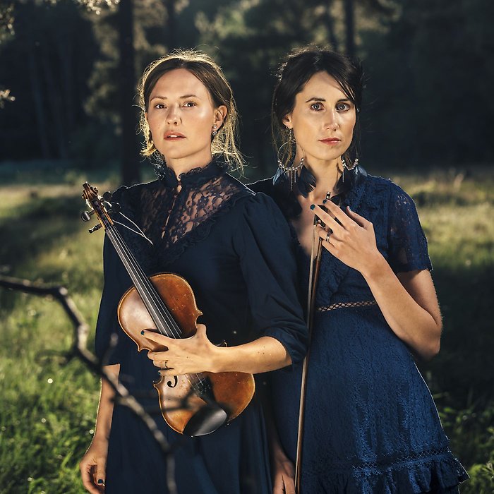 De två musikerna med sina instrument